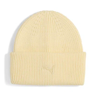 Puma Wardrobe Essentials Chunky Mid Crown Beanie Hat In Yellow