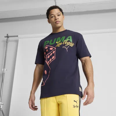 Puma Wardrobe Ess Lv Graphic T-shirt In Blue