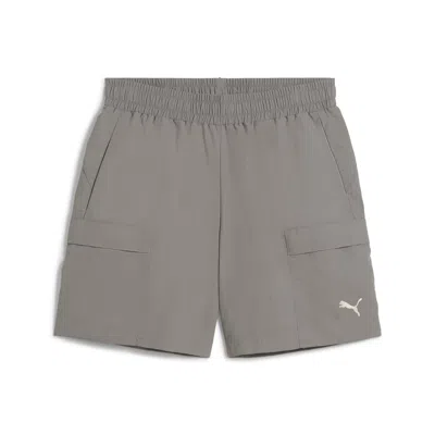 Puma Wardrobe Essentials Men's Relaxed 6" Cargo Shorts In Gray