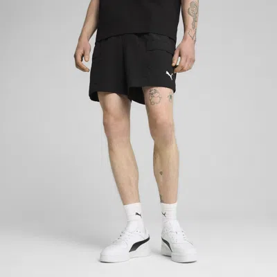 Puma Wardrobe Essentials Men's Relaxed 6" Cargo Shorts In Black