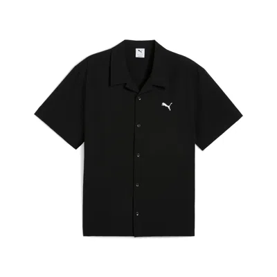 Puma Wardrobe Essentials Men's Seersucker Relaxed Shirt In Blue