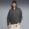 Puma Wardrobe Essentials Men's Zip-up Hoodie In Gray
