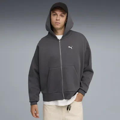 Puma Wardrobe Essentials Men's Zip-up Hoodie In Gray