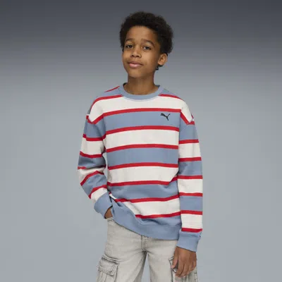 Puma Kids' Wardrobe Essentials Relaxed Crew Youth In Purple