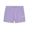 Puma Wardrobe Essentials Stripe Cotton Blend Shorts In Purple