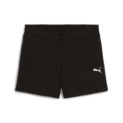 Puma Wardrobe Essentials Women's 4" Pointelle Shorts In Black