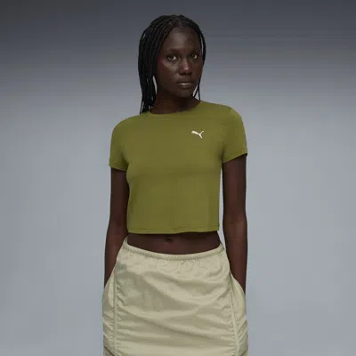 Puma Wardrobe Essentials Women's Baby T-shirt In Green