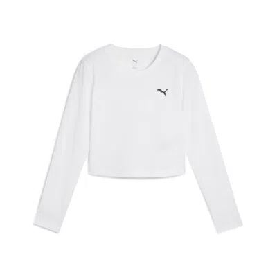 Puma Wardrobe Essentials Women's Cropped Long Sleeve T-shirt In White