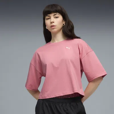 Puma Wardrobe Essentials Women's Oversized Short T-shirt In Pink