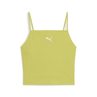 Puma Wardrobe Essentials Women's Ribbed Tank Top In Green