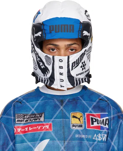Puma White & Blue A$ap Rocky Edition Padded Balaclava In  White- Team