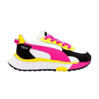 Pre-owned Puma Wild Rider Little Kid 'rollin' - Pink Glow Yellow'
