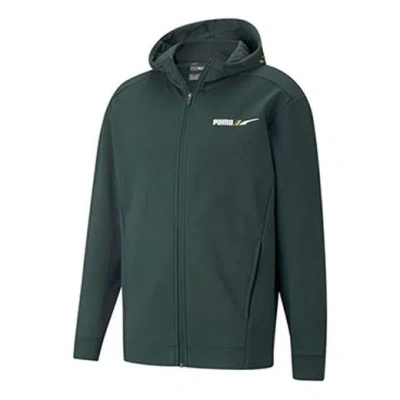 Puma Winterized Logo Sports Fleece Lined Hooded Jacket Green