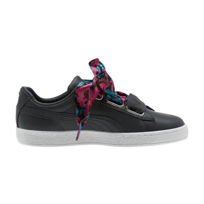Pre-owned Puma Wmns Basket 'heart Wonderland - Ebony' | Black | Women's Size 7