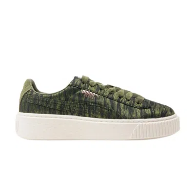 Pre-owned Puma Wmns Basket Platform 'velvet Rope - Olive Night' | Green | Women's Size 7