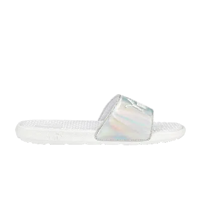 Pre-owned Puma Wmns Cool Cat Distressed Slide 'silver White'