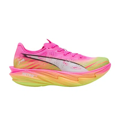Pre-owned Puma Wmns Deviate Nitro Elite 4 'poison Pink Yellow Alert Bright Aqua' | Women's Size 8.5