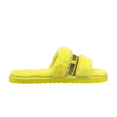 Pre-owned Puma Wmns Fluff Slide 'fluo Yellow'