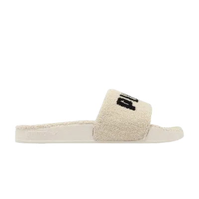 Pre-owned Puma Wmns Leadcat 2.0 Sherpa Slide 'whisper White Black' In Cream