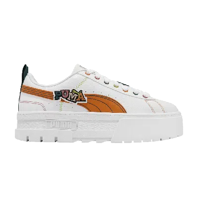Pre-owned Puma Wmns Mayze Pierced 'white Orange Brick'