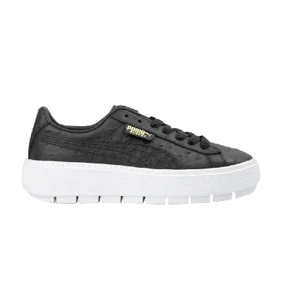 Pre-owned Puma Wmns Platform Trace 'black Ostrich'
