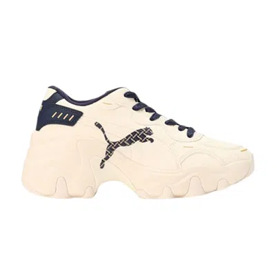 Pre-owned Puma Wmns Pulsar Wedge Monogram 'pristine Navy' | Cream | Women's Size 6.5 In White
