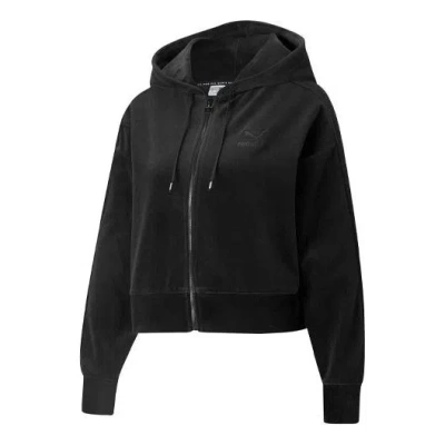Puma (wmns)  Casual Embroidered Zipper Short Hooded Jacket Black
