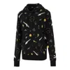 Puma (wmns)  Casual Full Print Drawstring Loose Pullover Hoodie Black