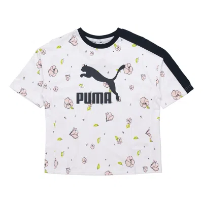 Puma (wmns)  Casual Full Print Round Neck Short Sleeve White