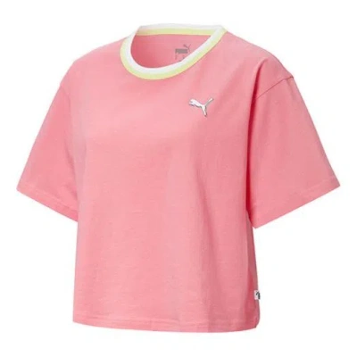 Puma (wmns)  Celebration Style Tee Multi-color Round Neck Short Sleeve Pink