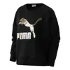Puma (wmns)  Classic Casual Printed Round Neck Long Sleeve Sweater 'black Gold'