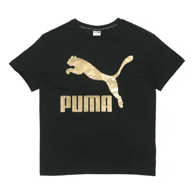 Puma (wmns)  Classic Logo Printing Round Neck Sports Short Sleeve Black