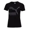 Puma (wmns)  Classic S Contrast Colors Logo Printing Round Necksport Short Sleeve Black