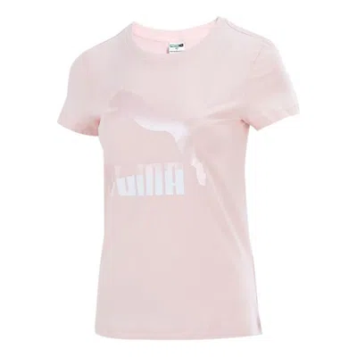Puma (wmns)  Classics Logo Printing Round Neck Sports Short Sleeve Pink Red