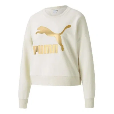 Puma (wmns)  Classics Logo Printing Round-neck Swea Ivory In Neutral