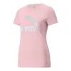 Puma (wmns)  Classics Logo Tee Big Logo Printing Sports Short Sleeve Pink In Pink