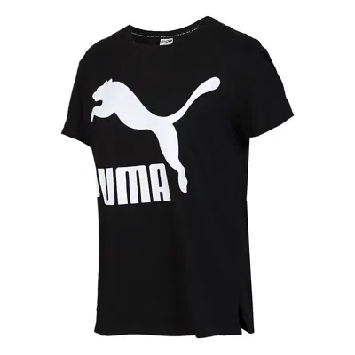 PUMA (WMNS) PUMA CLASSICS LOGO TEE RUNNING SHORT SLEEVE TEE BLACK