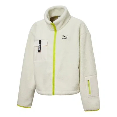 Puma (wmns)  Contrasting Colors Stand Collar Zipper Jacket Sherpa Creamy White