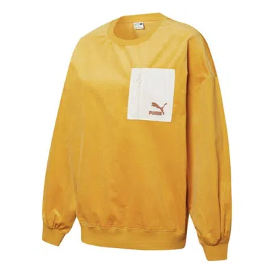 Puma (wmns)  Contrasting Colors Zipper Pocket Sports Round Neck Pullover 'yellow'
