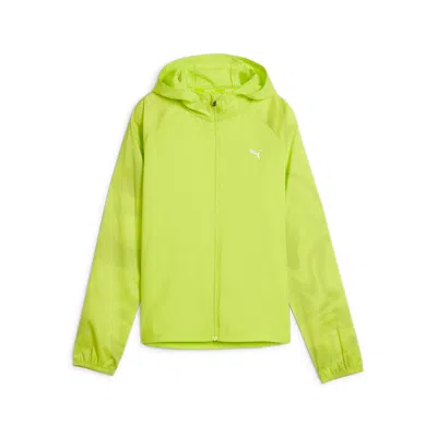 Puma (wmns)  Favourite Velocity Printed Woven Running Jacket 'neon Yellow' In Green