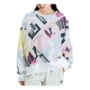 Puma (wmns)  Full Print Logo Colorblock Loose Round Neck Pullover Hoodie White