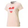 Puma (wmns)  Heart Tee Love Printing Logo Sports Round Neck Short Sleeve Pink Red In White