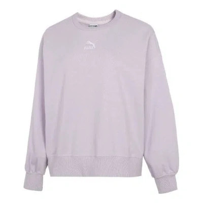 Puma (wmns)  Logo Embroidery Round-neck Sweatshirtpurple