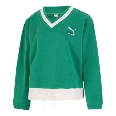 Puma (wmns)  Logo V Neck Sweatshirt 'green'