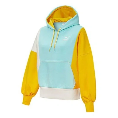 Puma (wmns)  Panelled Hoodie 'blue Yellow White'