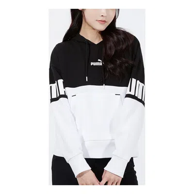 Puma (wmns)  Power Colorblock Hoodie Casual Sports Drawstring Black In White