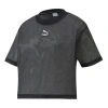 Puma (wmns)  Round Neck Casual Mesh Short Sleeve Black In Gray