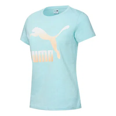 Puma (wmns)  Running Training Casual Sports Round Neck Logo Short Sleeve Lake Blue