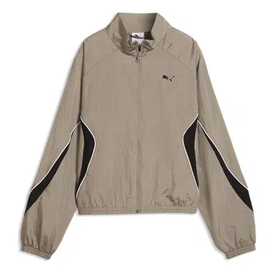 Puma (wmns)  Sport Relaxed Woven Jacket 'mouse Gray' In Green