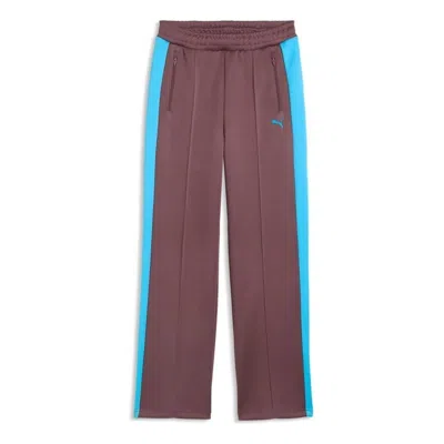 Puma (wmns)  T7 Straight Track Pants 'rich Cocoa Luminousflat Blue' In Brown